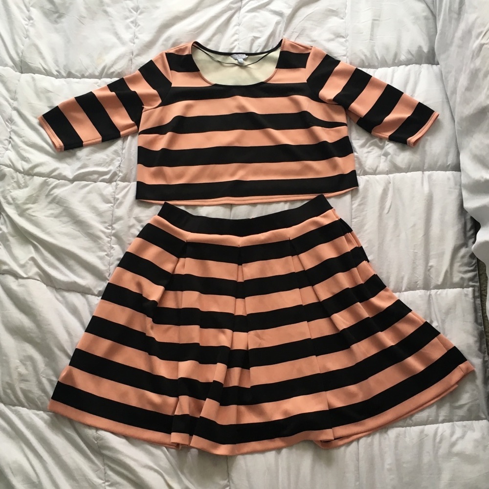 Ashley Nell Tipton Striped Matching Crop Top Set